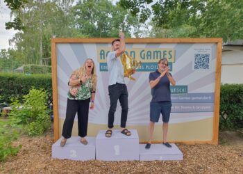 Siegerpodest am Erlebnis-Parcours. Siegererhung bei den Action Games
